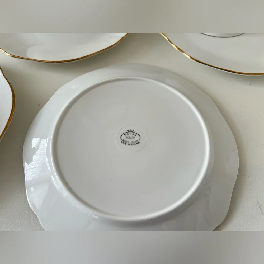 Royal Vale | Set Of 5 | Bone China Snack Plate & Cup Sets | England #6601 White - Picture 5 of 7